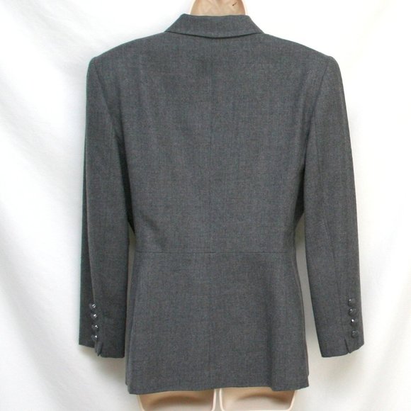 Pure Wool Blazer 10P JONES NEW YORK Unique Fitted 2 Front PleatsGray EUC - Picture 4 of 7